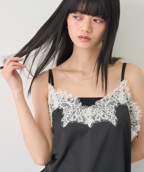 NOGLE（ノグル）の「【NOGLE/ノグル】サテンレースキャミミニワンピース（ワンピース・レディース・ホワイト/ブラック×ブラック/ブラック×ホワイト・FREE）」の21枚目の写真