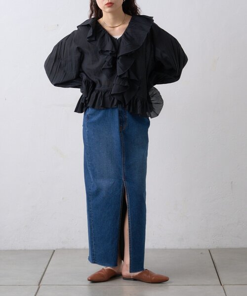 WILLOW（ウィロー）の「【willow】ラッフルフリルブラウス（シャツ/ブラウス・レディース・ブラック/ホワイト・ONE SIZE）」の10枚目の写真