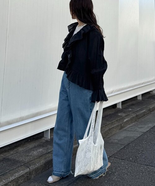 WILLOW（ウィロー）の「【willow】ラッフルフリルブラウス（シャツ/ブラウス・レディース・ブラック/ホワイト・ONE SIZE）」の17枚目の写真