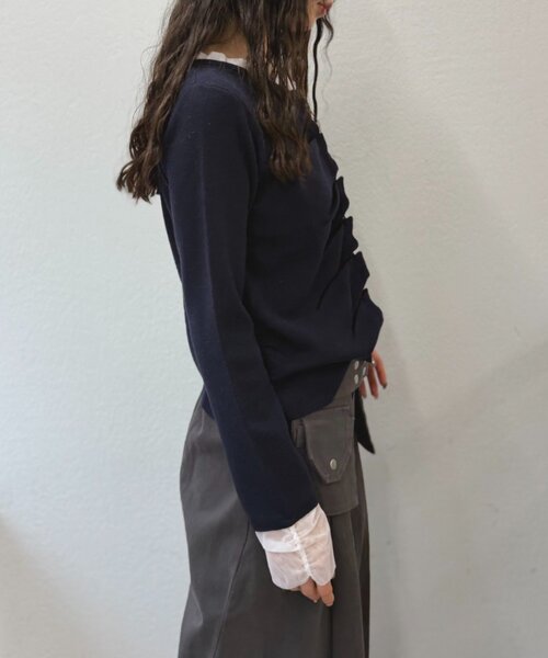 w closet（ダブルクローゼット）の「なみなみレイヤードカーディガン（カーディガン/ボレロ・レディース・ネイビー/アイボリー/ピンク/グレー/ブルー・FREE）」の17枚目の写真