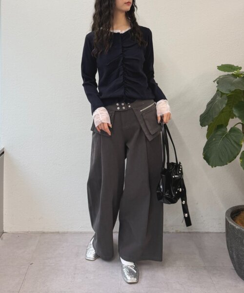 w closet（ダブルクローゼット）の「なみなみレイヤードカーディガン（カーディガン/ボレロ・レディース・ネイビー/アイボリー/ピンク/グレー/ブルー・FREE）」の16枚目の写真