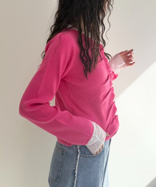 w closet（ダブルクローゼット）の「なみなみレイヤードカーディガン（カーディガン/ボレロ・レディース・ネイビー/アイボリー/ピンク/グレー/ブルー・FREE）」の12枚目の写真