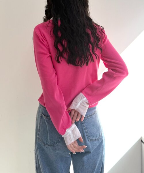 w closet（ダブルクローゼット）の「なみなみレイヤードカーディガン（カーディガン/ボレロ・レディース・ネイビー/アイボリー/ピンク/グレー/ブルー・FREE）」の11枚目の写真