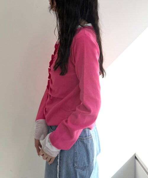 w closet（ダブルクローゼット）の「なみなみレイヤードカーディガン（カーディガン/ボレロ・レディース・ネイビー/アイボリー/ピンク/グレー/ブルー・FREE）」の10枚目の写真