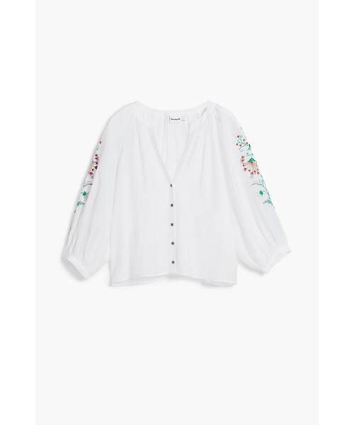 Desigual(デシグアル)の「刺繍入りボタン付きブラウス(シャツ/ブラウス・レディース・ホワイト・L/M/S/XL/XS)」の1枚目の写真
