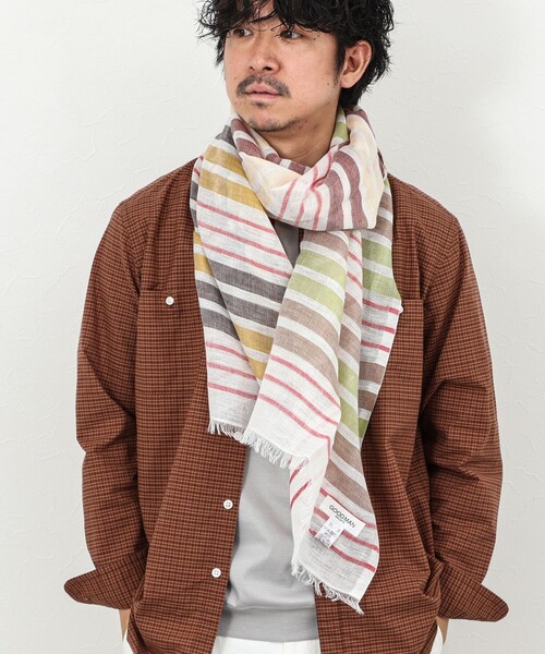 NOLLEY’S(ノーリーズ)の「リネン×コットン マルチボーダー ストール 50cm幅(ストール/ショール・メンズ・グリーン系その他/ブラック系その他・FREE)」の17枚目の写真
