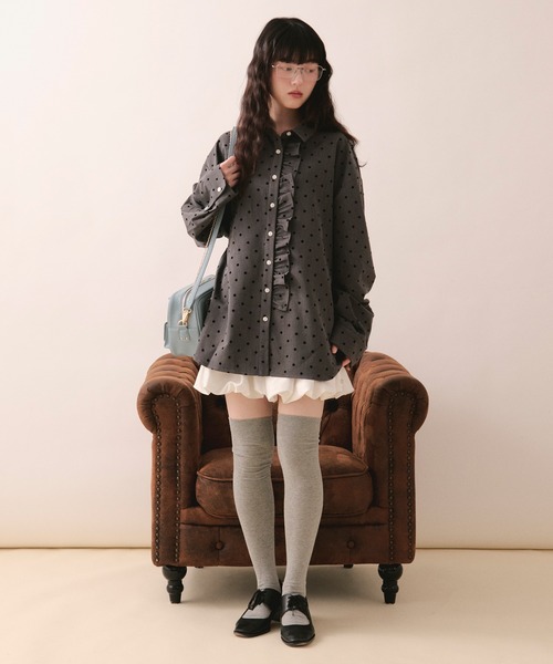 loin nuit ロワンニュイ ニュアンスフリルシャツ nuance frill shirt / ニュアンスフリルシャツ（シャツ/ブラウス