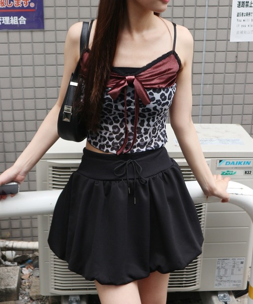 JilLA(ジルア)の「Velour Ribbon Leopard Camisole / ベロアリボンレオパードキャミソール(キャミソール・レディース・レオパード・FREE)」の3枚目の写真
