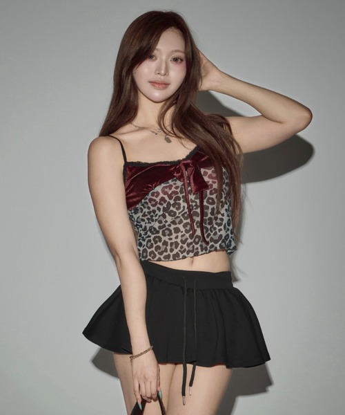 JilLA(ジルア)の「Velour Ribbon Leopard Camisole / ベロアリボンレオパードキャミソール(キャミソール・レディース・レオパード・FREE)」の8枚目の写真