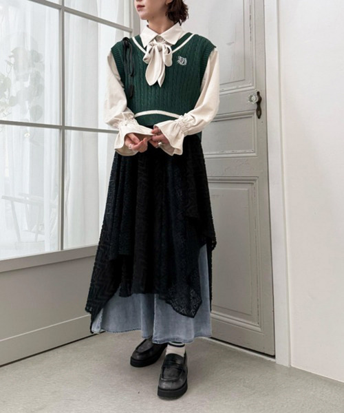 DOUBLE NAME（ダブルネーム）の「flowerレースランダムヘムスカート（スカート・レディース・ブラック/オフホワイト・FREE）」の13枚目の写真