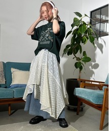 DOUBLE NAME | flowerレースランダムヘムスカート(スカート)