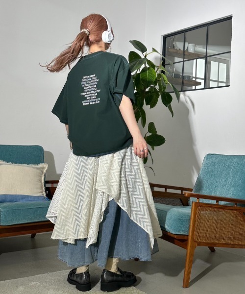 DOUBLE NAME（ダブルネーム）の「flowerレースランダムヘムスカート（スカート・レディース・ブラック/オフホワイト・FREE）」の6枚目の写真