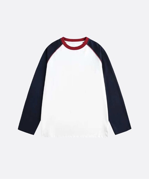 U:UME(ユーム)の「Raglan Sleeve T(Tシャツ/カットソー・メンズ・ホワイト×レッド/ホワイト×ブルー/ピンク/ライトブルー・X-LARGE/LARGE/MEDIUM/SMALL/XX-LARGE)」の2枚目の写真