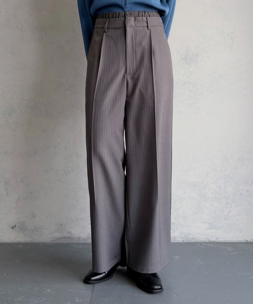 &g'aime（アンジェム）の「【&ｇ'aime 】ダブルウエストストライプパンツ　Double-Waist Stripe Pants（スラックス・レディース・チャコールグレー/グリーン/ブラック・FREE）」の8枚目の写真