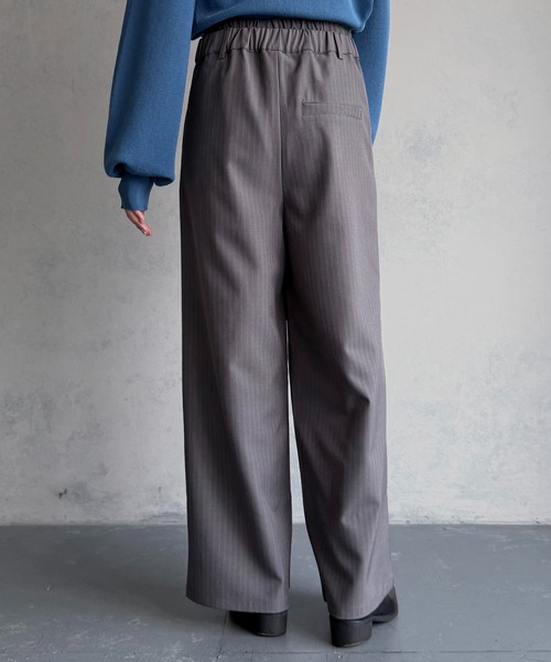 &g'aime（アンジェム）の「【&ｇ'aime 】ダブルウエストストライプパンツ　Double-Waist Stripe Pants（スラックス・レディース・チャコールグレー/グリーン/ブラック・FREE）」の11枚目の写真