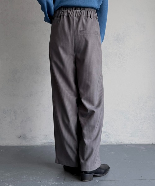 &g'aime（アンジェム）の「【&ｇ'aime 】ダブルウエストストライプパンツ　Double-Waist Stripe Pants（スラックス・レディース・チャコールグレー/グリーン/ブラック・FREE）」の12枚目の写真