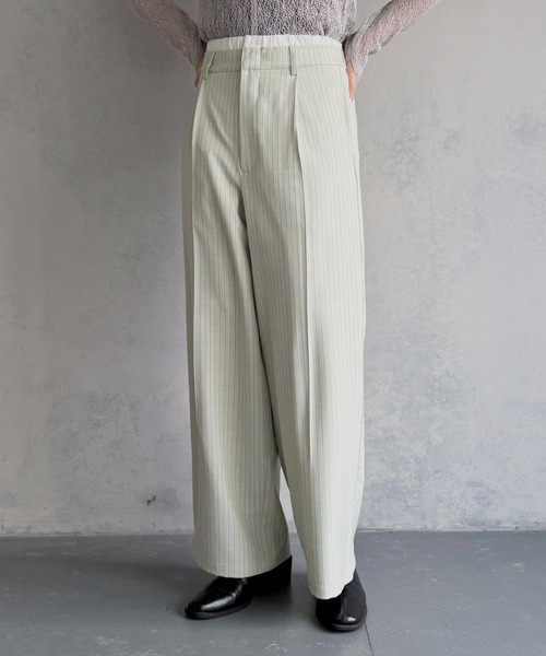 &g'aime（アンジェム）の「【&ｇ'aime 】ダブルウエストストライプパンツ　Double-Waist Stripe Pants（スラックス・レディース・チャコールグレー/グリーン/ブラック・FREE）」の19枚目の写真