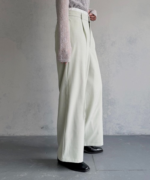 &g'aime（アンジェム）の「【&ｇ'aime 】ダブルウエストストライプパンツ　Double-Waist Stripe Pants（スラックス・レディース・チャコールグレー/グリーン/ブラック・FREE）」の21枚目の写真