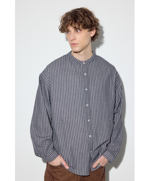 AZUL by moussy（アズールバイマウジー）の「プリズナーシャツ（シャツ/ブラウス・メンズ・ブラック系その他/ブルー系その他/ベージュ系その他・MEDIUM/LARGE）」の5枚目の写真