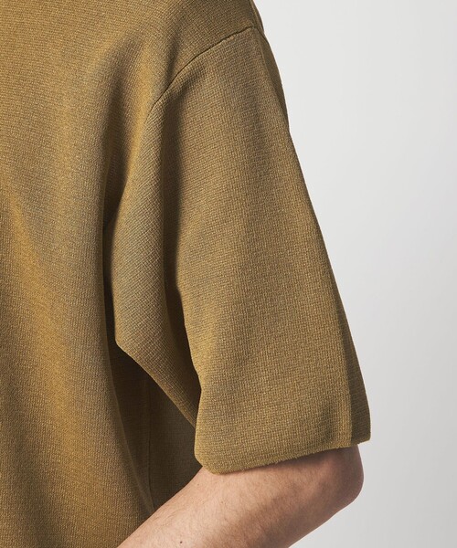 green label relaxing（グリーンレーベルリラクシング）の「BREEZY ペーパー 半袖 クルーネック ニット Tシャツ -ハンドウォッシャブル・抗菌・通気性-（ベスト・メンズ・ライトグレー/マスタード/ネイビー・S/M/L/XL）」の9枚目の写真
