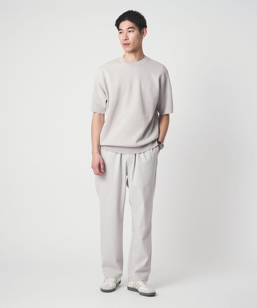 green label relaxing（グリーンレーベルリラクシング）の「BREEZY ペーパー 半袖 クルーネック ニット Tシャツ -ハンドウォッシャブル・抗菌・通気性-（ベスト・メンズ・ライトグレー/マスタード/ネイビー・S/M/L/XL）」の14枚目の写真