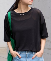 MONO-MART（モノマート）の「【クールスマートウォッシュ】フローティ シアー 半袖 Tシャツ (接触冷感・毛玉防止・イージーケア)（Tシャツ/カットソー）」
