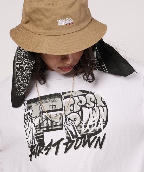 FIRST DOWN（ファーストダウン）の「グラフィック スリーブTシャツ #2（Tシャツ/カットソー・メンズ・ブラック/ホワイト・L/XL/M）」の6枚目の写真