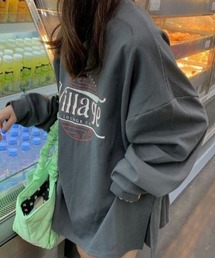 ゆるっと着られるビッグシルエット!韓国ストリート風ロゴプリントロングTシャツ