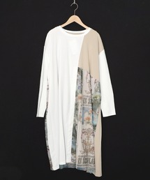 ScoLar | 561221:アンティークプリント柄切替ワンピース(ワンピース)