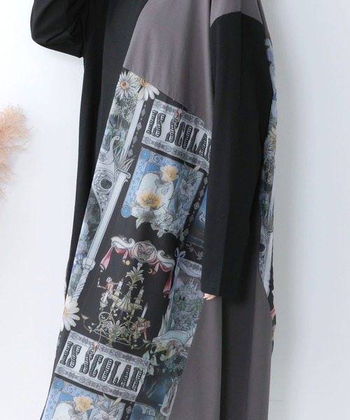 ScoLar（スカラー）の「561221：アンティークプリント柄切替ワンピース（ワンピース・レディース・ネイビー/オフホワイト/ブラック・M）」の10枚目の写真