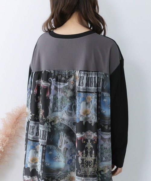 ScoLar（スカラー）の「561221：アンティークプリント柄切替ワンピース（ワンピース・レディース・ネイビー/オフホワイト/ブラック・M）」の11枚目の写真