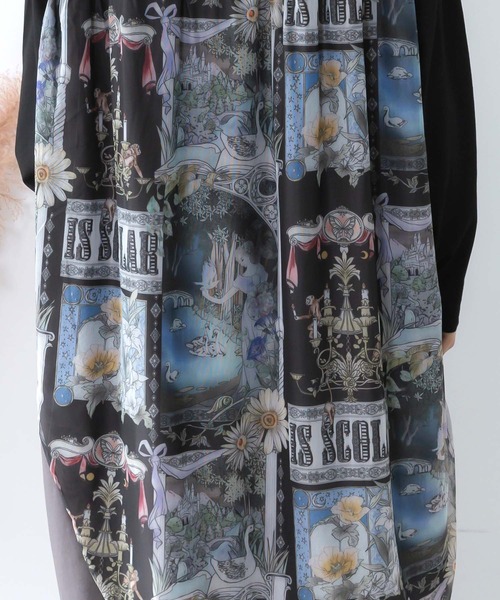 ScoLar（スカラー）の「561221：アンティークプリント柄切替ワンピース（ワンピース・レディース・ネイビー/オフホワイト/ブラック・M）」の12枚目の写真