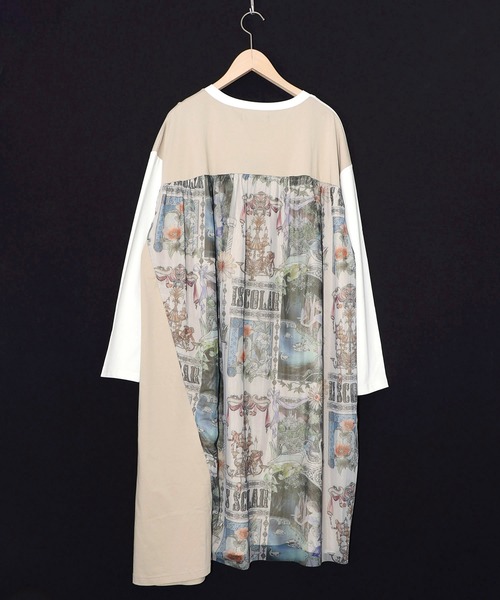 ScoLar（スカラー）の「561221：アンティークプリント柄切替ワンピース（ワンピース・レディース・ネイビー/オフホワイト/ブラック・M）」の13枚目の写真