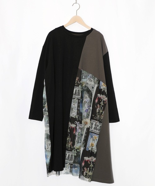 ScoLar（スカラー）の「561221：アンティークプリント柄切替ワンピース（ワンピース・レディース・ネイビー/オフホワイト/ブラック・M）」の15枚目の写真