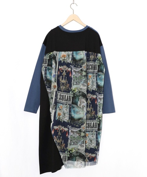 ScoLar（スカラー）の「561221：アンティークプリント柄切替ワンピース（ワンピース・レディース・ネイビー/オフホワイト/ブラック・M）」の18枚目の写真