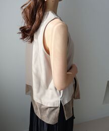 le.coeur blanc | サテン×スムース 裾チュールタンク(タンクトップ)