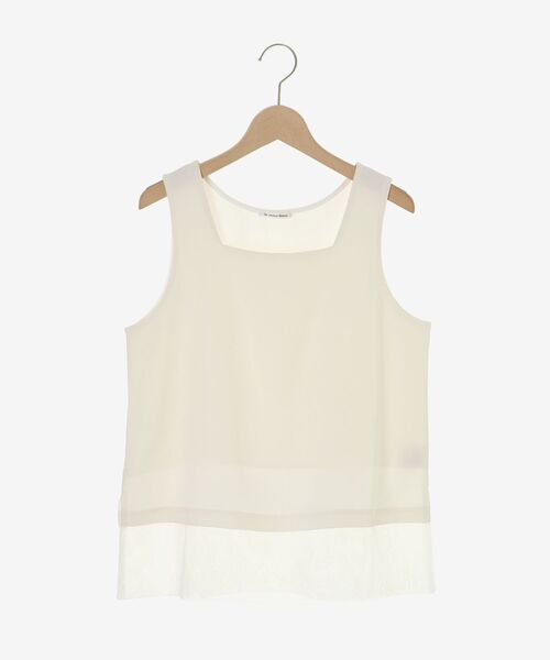 le.coeur blanc（ルクールブラン）の「サテン×スムース 裾チュールタンク（タンクトップ・レディース・グレイッシュベージュ/ブラック/オフホワイト・38）」の16枚目の写真