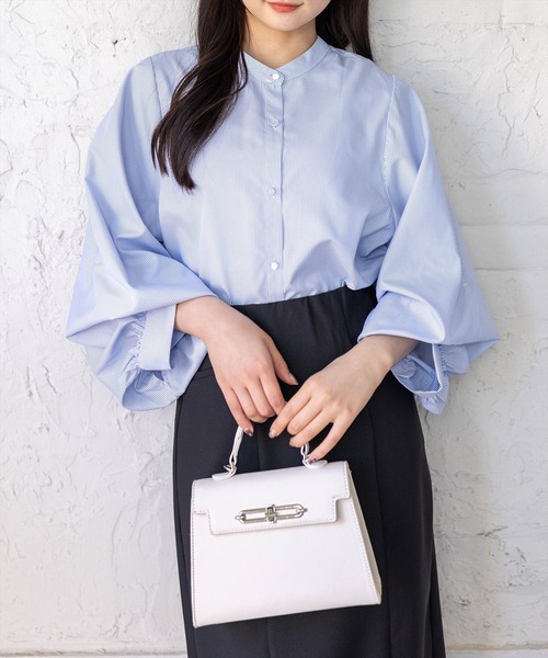 CLEAR BASIC（クリアベーシック）の「マルチスリーブ長袖ブラウス[オフィスカジュアル 着回し抜群 大人]（シャツ/ブラウス・レディース・ブルー系その他/ホワイト系その他2/ホワイト系その他/ブラック系その他・F）」の4枚目の写真