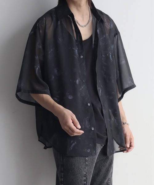 welise（ウェライズ）の「【welise/ウェライズ】シフォンシアーモードアーティスティック総柄 ハーフスリーブシャツ（シャツ/ブラウス・メンズ・ホワイト系その他2/ホワイト系その他/ブラック系その他2/ブラック系その他・L/M/S）」の19枚目の写真
