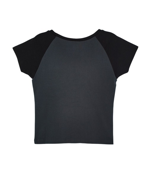 X-girl(エックスガール)の「FACE RAGLAN S/S BABY TEE(Tシャツ/カットソー・レディース・ホワイト/チャコール/ネイビー・S/M)」の7枚目の写真