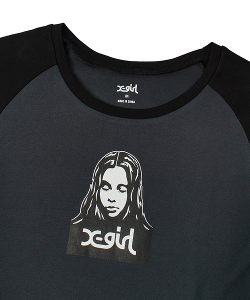 X-girl(エックスガール)の「FACE RAGLAN S/S BABY TEE(Tシャツ/カットソー・レディース・ホワイト/チャコール/ネイビー・S/M)」の8枚目の写真