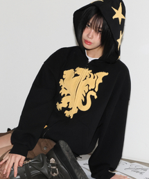 GLACK（グラック）の「GHD039 キメラ アプリケ フードジップアップ (ブラック)（パーカー）」