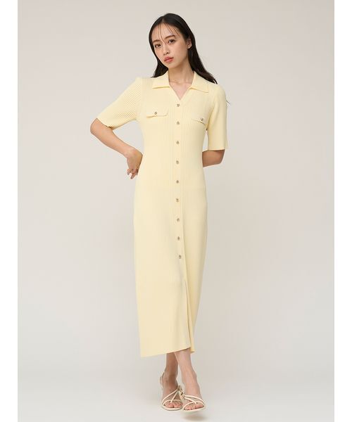 SNIDEL（スナイデル）の「フロントボタンニットワンピース（ワンピース・レディース・ホワイト/ネイビー/イエロー・F）」の3枚目の写真