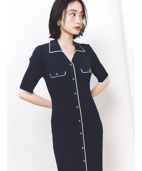 SNIDEL（スナイデル）の「フロントボタンニットワンピース（ワンピース・レディース・ホワイト/ネイビー/イエロー・F）」の11枚目の写真