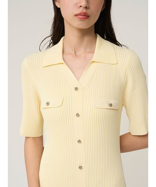 SNIDEL（スナイデル）の「フロントボタンニットワンピース（ワンピース・レディース・ホワイト/ネイビー/イエロー・F）」の8枚目の写真