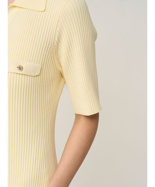 SNIDEL（スナイデル）の「フロントボタンニットワンピース（ワンピース・レディース・ホワイト/ネイビー/イエロー・F）」の7枚目の写真