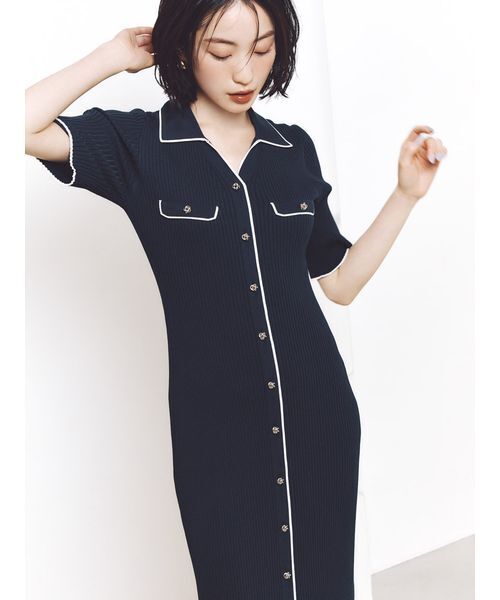 SNIDEL（スナイデル）の「フロントボタンニットワンピース（ワンピース・レディース・ホワイト/ネイビー/イエロー・F）」の13枚目の写真