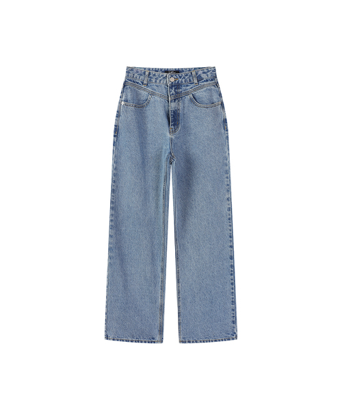LAP（ラップ）の「ヨーク切り替えハイウエストストレートパンツ AS1DP268（デニムパンツ・レディース・ライトインディゴブルー/インディゴブルー・SMALL/MEDIUM）」の2枚目の写真