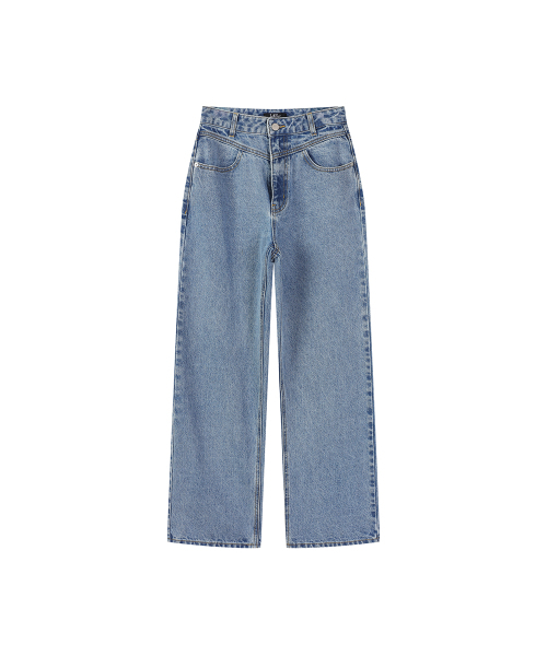 LAP（ラップ）の「ヨーク切り替えハイウエストストレートパンツ AS1DP268（デニムパンツ・レディース・ライトインディゴブルー/インディゴブルー・SMALL/MEDIUM）」の7枚目の写真