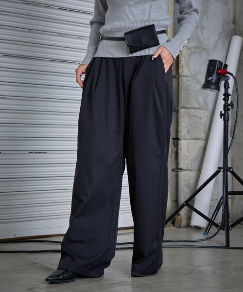 goocy（グーシー）の「【シワになりにくい】ツーワイドパンツ（その他パンツ・レディース・ブラック/チャコールグレー・FREE）」の3枚目の写真